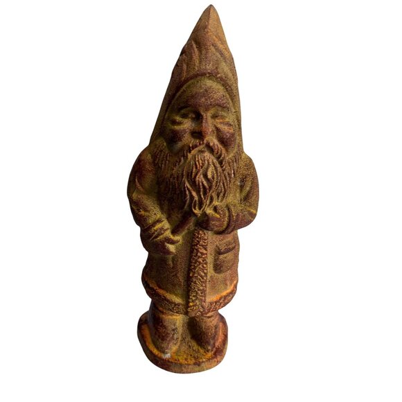 Antique Cast Iron Father Christmas Figure 9.5" Rust Patina Vintage Holiday Decor - Picture 1 of 8